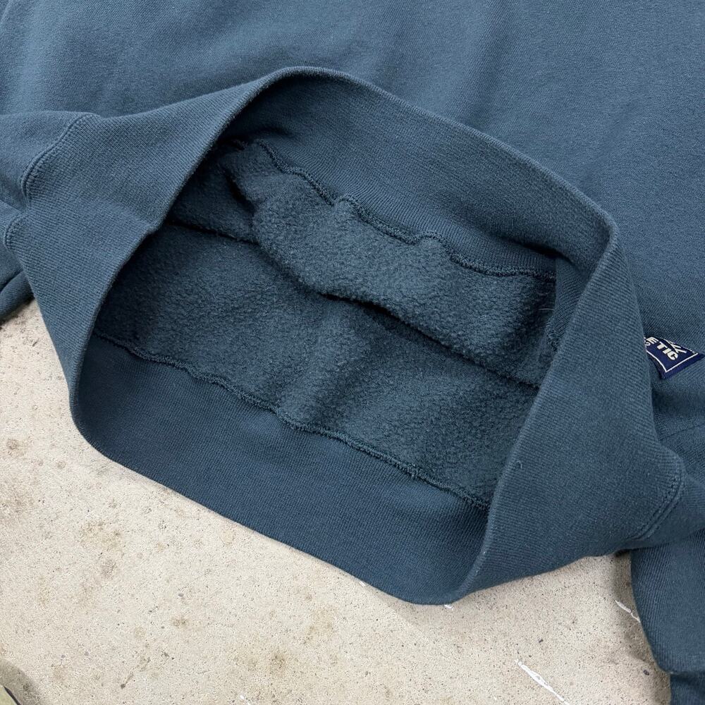 Vintage 90s Russell Athletic Quarter Zip Sweatshirt USA Made Dark Teal Green L - Picture 6 of 9